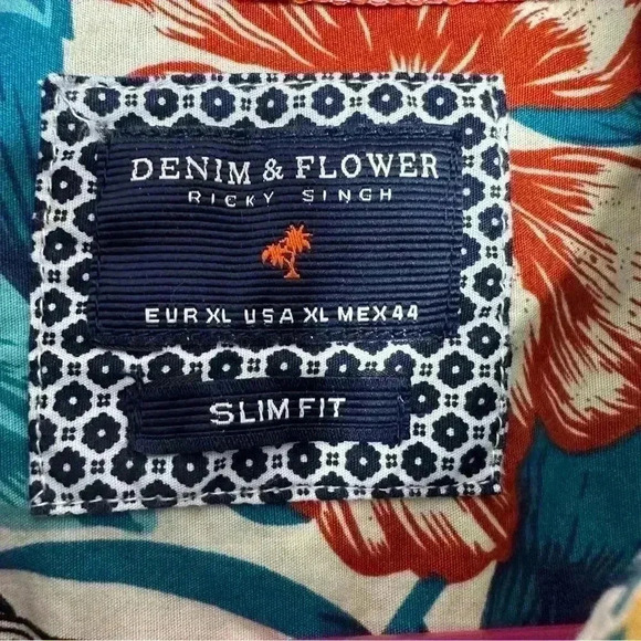 Denim & Flower  Ricky Singh Button Down Casual Hawaiian Shirt Collared Size XL - Picture 5 of 16